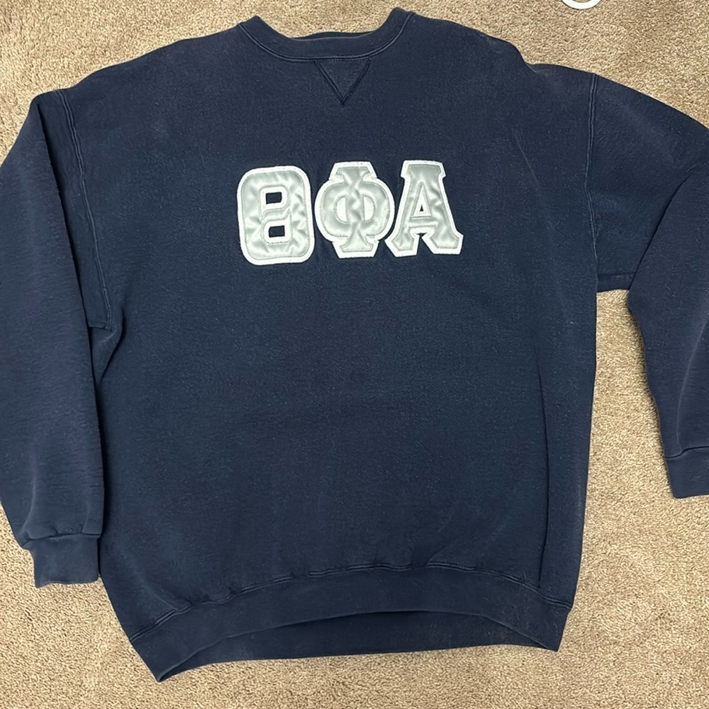 Heavy material Greek embroidery sweatshirt Navy blue